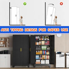 GAIOUS 79'' Tall Metal Garage Storage Cabinet, Home Office Cabinet Black | Home - Image 5