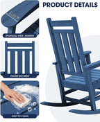 Oversized Outdoor Rocking Chair, HDPE Patio Rockers - Image 6