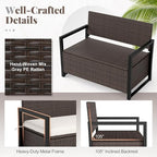RELAX4LIFE Wicker Rattan Outdoor Storage Loveseat Bench Mix Brown Off White | - Image 7