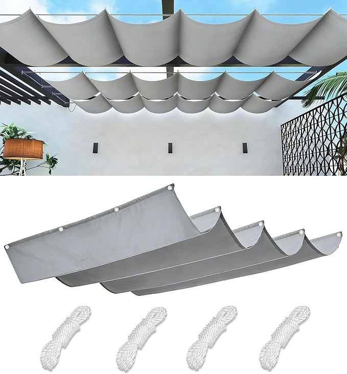Sun Shade Sail Retractable Wave Waterproof 8' x 21' Shade Cloth Waterproof by WoaceSunShadeSail