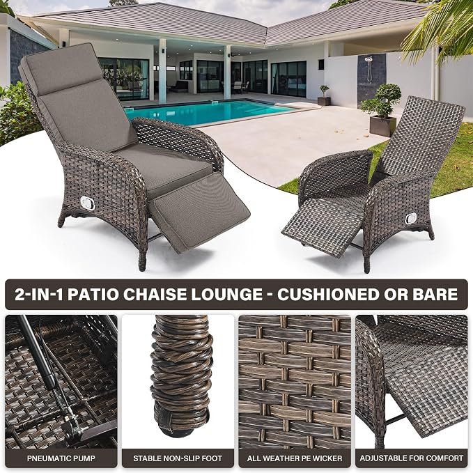 Versatile Outdoor Recliner Chair Set of 3 - Image 6