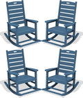 SERWALL Outdoor Rocking Chair Set of 4, Oversized HDPE Rocker, all Weather by SERWALL