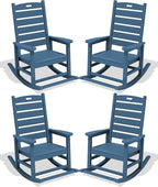 SERWALL Outdoor Rocking Chair Set of 4, Oversized HDPE Rocker, all Weather by SERWALL
