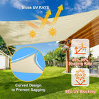 Sun Shade Sail 10'x15' Butter Cream Rectangle Custom Size | 95% UV Block - Image 4