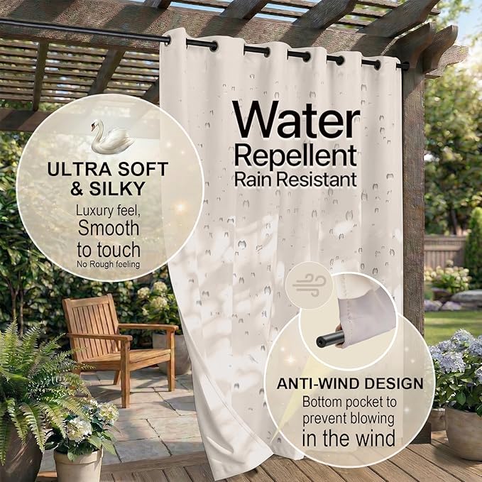 Waterproof Outdoor Curtain W105 x L84 - Image 4