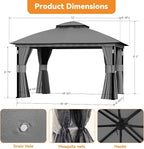 Patio Gazebo 10'x12' with LED Lights & Bluetooth Speaker, Heavy Duty Outdoor - Image 3