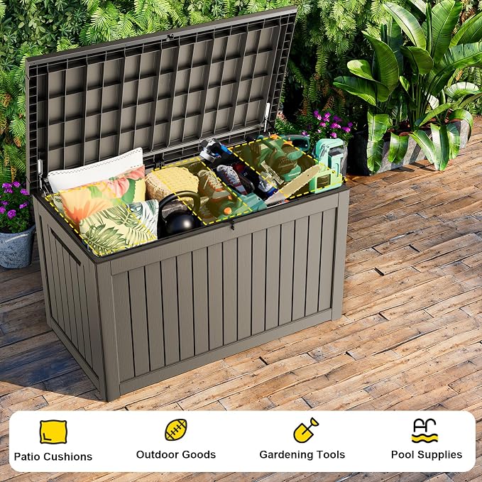 ROJIK Outdoor Storage Housing Deck Box, Waterproof Patio Furniture, Garden Tools - Image 6