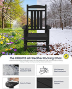 Oversized Outdoor Rocking Chairs Set of 4, HDPE Porch Rocker - Image 5