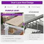 PURPLE LEAF Outdoor Pergola 10' x 10' White Pergola, Double Canopy, Khaki | - Image 4