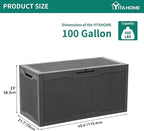 YITAHOME 100 Gallon Large Resin Deck Box Outdoor Storage Boxes - Image 6