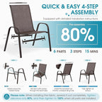 24.4" Wide Outdoor Stackable Chairs Set of 6 | Stacking Patio Chairs - Image 7