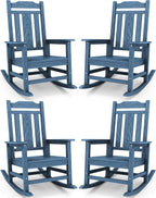 SERWALL HDPE Oversized Outdoor Rocking Chairs Set of 4, Patio Rocker, All by SERWALL