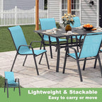 Outdoor Patio Chairs Set of 4 Stackable Dining Chairs All-Weather Textilene - Image 6