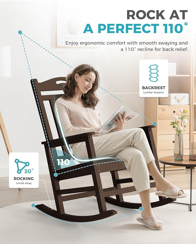 Oversized Outdoor Rocking Chair, High Back Patio Rocker - Image 4