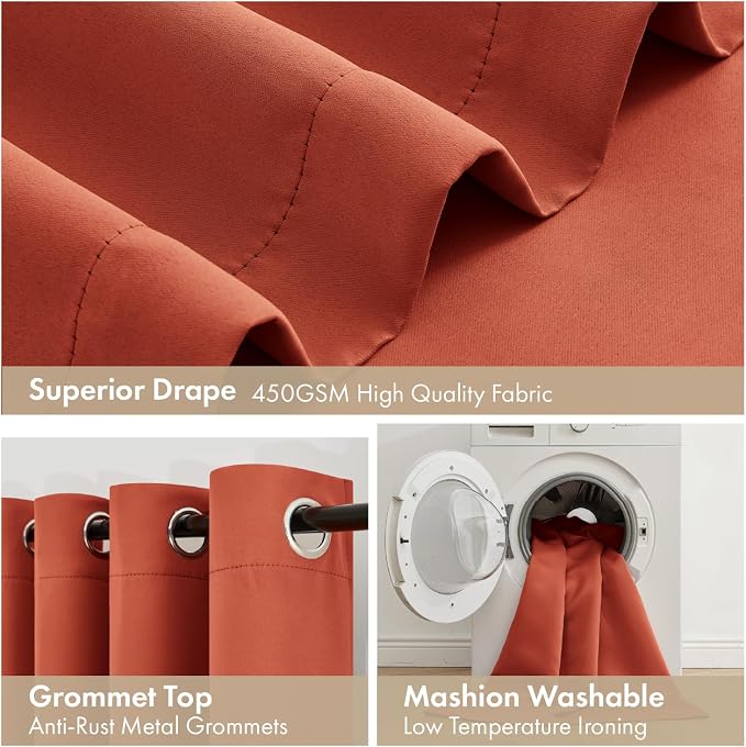 MIULEE Burnt Orange 100% Blackout Fall Curtains - Image 7