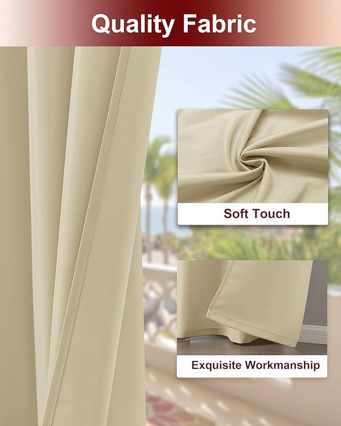 Grommet Outdoor Curtains for Patio Waterproof 8 Pcs 54x95 In Cream | - Image 4