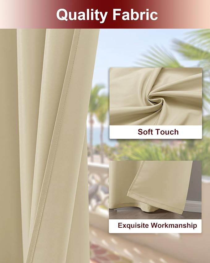 Grommet Outdoor Curtains for Patio Waterproof 8 Pcs 54x108 In Cream | - Image 4