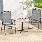 GIANTEX Set of 2 Patio Folding Chairs, Outdoor Patio Dining Chairs w/Armrest - Image 2