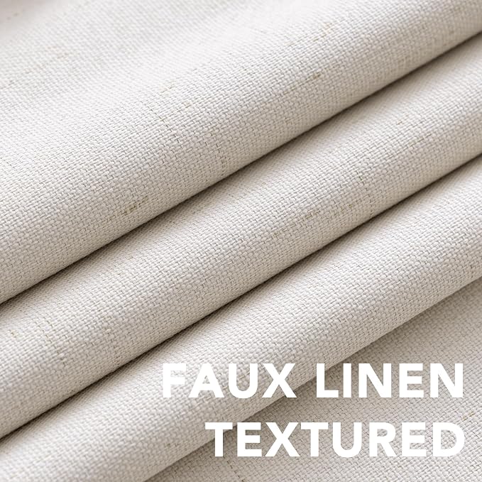 H.VERSAILTEX Primitive Linen Curtains 100% Blackout Curtain Drapes Burlap - Image 4