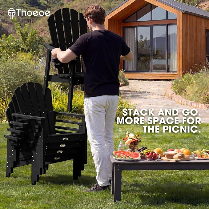 THOEOE Stackable Adirondack Chair Set of 6, Fire Pit Chairs, Space Saving - Image 4