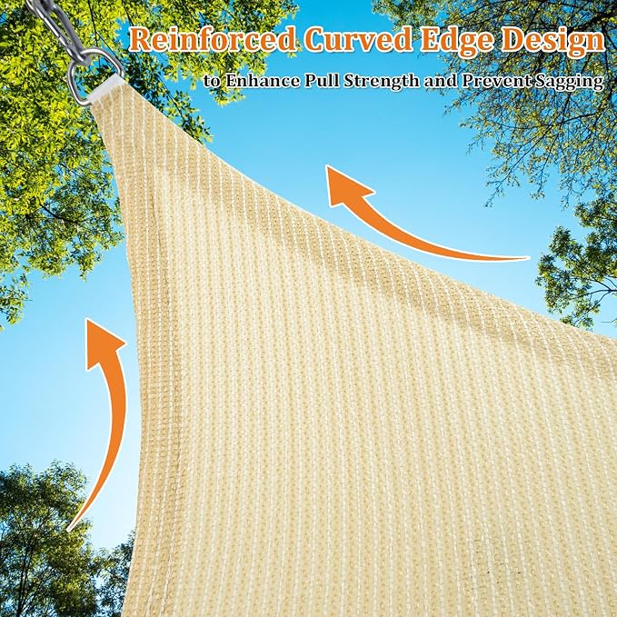 Shade&Beyond Custom Sun Shade Sail 13'X17'X21.4'Triangle Sun Sail Shades Patio - Image 5