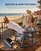 Oversized Outdoor Rocking Chairs Set of 4, Porch Rocker Unique Gray | - Image 9