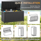 330 Gallon Outdoor Storage Box, Resin Large Deck Box Outdoor Waterproof Storage - Image 7