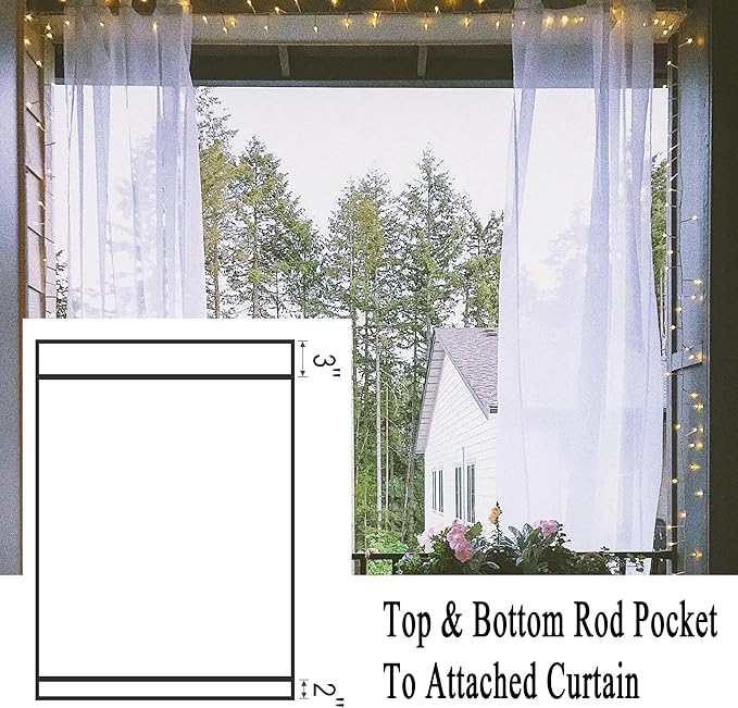 Patio Screen Mesh Outdoor Curtains Waterproof Sheer Lightweight Bug Netting - Image 6