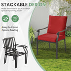 LVUYOYO Outdoor Patio Dining Chairs Set of 6, Metal Stackable Chairs Set - Image 7