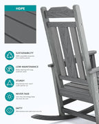 SERWALL Oversized Outdoor Rocking Chair, Patio Rocking Chair, Unique Gray | - Image 6