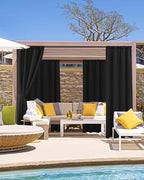 Outdoor Curtains for Patio Waterproof Rod Pocket 6 Pcs 54x95 Inch Black | - Image 2
