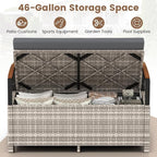 RELAX4LIFE Wicker Outdoor Storage Bench, Rattan Deck Box | 46 Gallon Mix Grey - Image 3