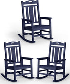 Oversized Outdoor Rocking Chairs Set of 3, 380lbs Heavy-Duty Large Patio Rocker by CIOKEA