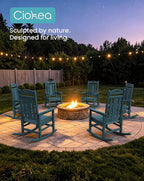 Oversized Outdoor Rocking Chairs Set of 6, 380lbs Heavy-Duty Large Patio Rocker - Image 4