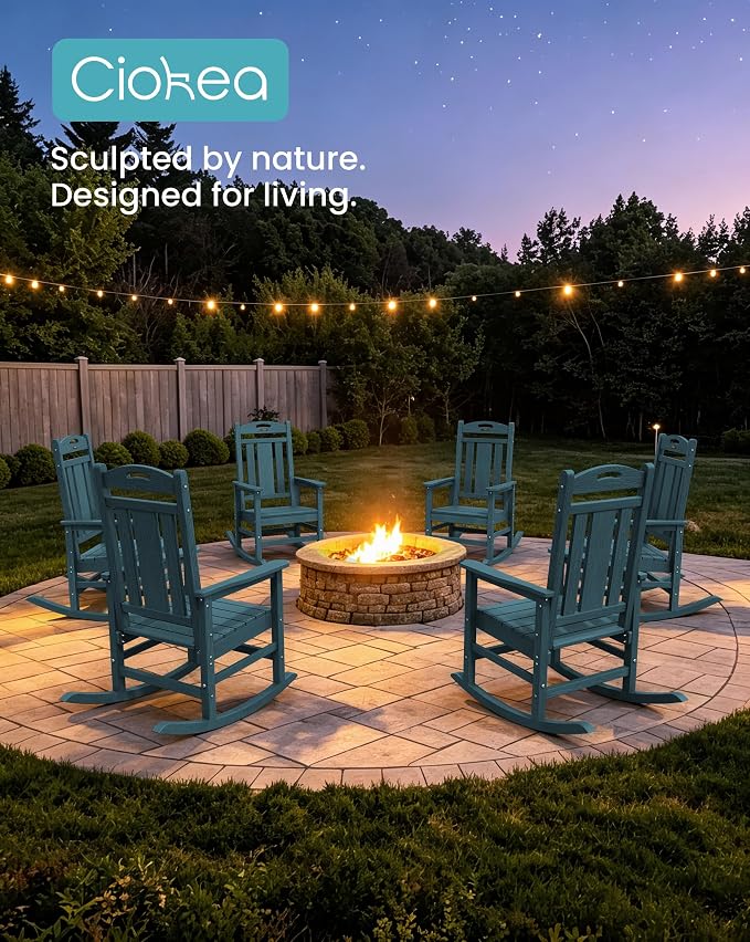 Oversized Outdoor Rocking Chairs Set of 8, 380lbs Heavy-Duty Large Patio Rocker - Image 4