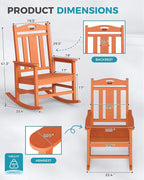 Oversized Outdoor Rocking Chairs Set of 4, 380lbs Heavy-Duty Large Patio Rocker - Image 3