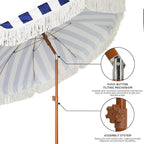 AMMSUN 7ft Patio Umbrella with Fringe Outdoor Tassel Umbrella UPF50+ Wood Color - Image 4