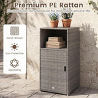 Tangkula Rattan Outdoor Storage Cabinet, Patiojoy PE Wicker Outdoor Cabinet - Image 4