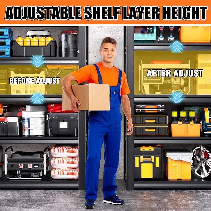 71.2''H Storage Shelves, Garage Shelving, Adjustable Heavy Duty Shelving Unit - Image 3