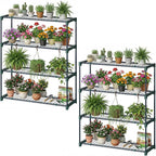 Ohuhu Plant Greenhouse Shelves 4 Tier 2 Pack Extra-Wide Stable Green House by Ohuhu