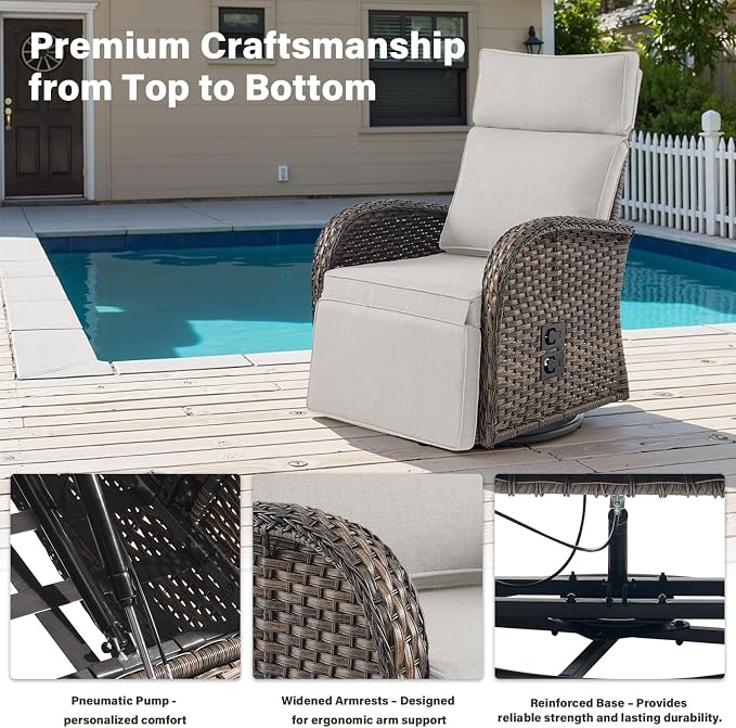 Dual-Adjust Outdoor Swivel Recliner Chair – Reclining Patio Chair - Image 5