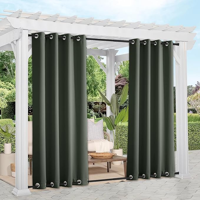 NICETOWN 2 Panels Long Outdoor Curtains Waterproof 108 inch Length by NICETOWN