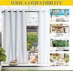 NICETOWN 2 Panels Thermal Outdoor Curtains Windproof W52xL72 Greyish White | - Image 5