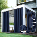 Windproof Outdoor Curtains for Patio Waterproof 4 Pcs 54x95 In Navy | Grommet by HolidayIdeas