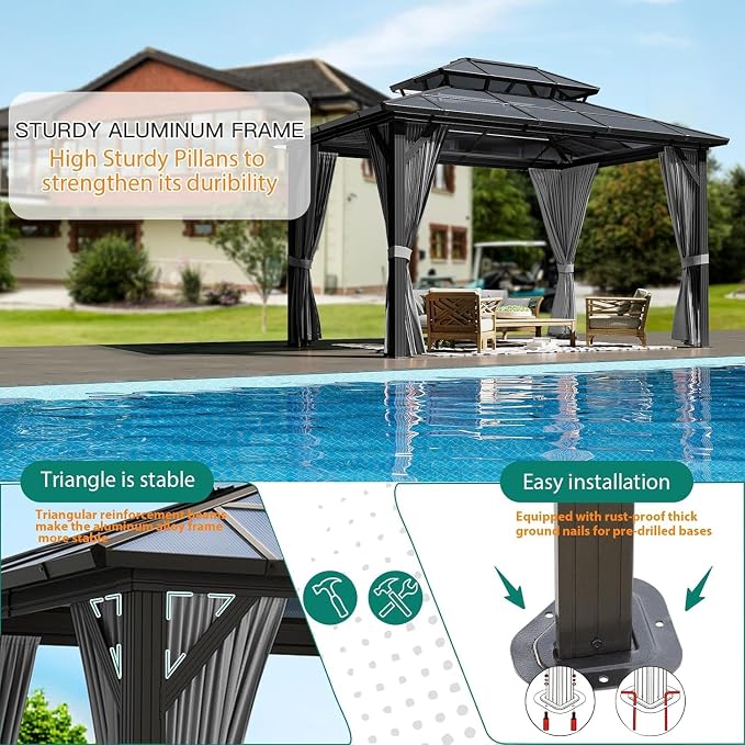 GAOMON 10'x12' Hardtop Gazebo - Image 5