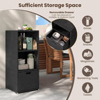 Tangkula Rattan Outdoor Storage Cabinet, Patiojoy Outdoor Wicker Cabinet - Image 5