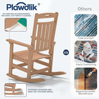 Oversized HDPE Outdoor Rocking Chair, All-Weather Resistant, Teak | Heavy Duty - Image 8