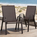 24.4" Wide Outdoor Patio Stackable Chairs Set of 4, Outside Furniture - Image 2