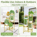 iDavosic.ly Plant Stand Indoor Outdoor, 5 Tier Metal Corner Shelf, Folding - Image 6