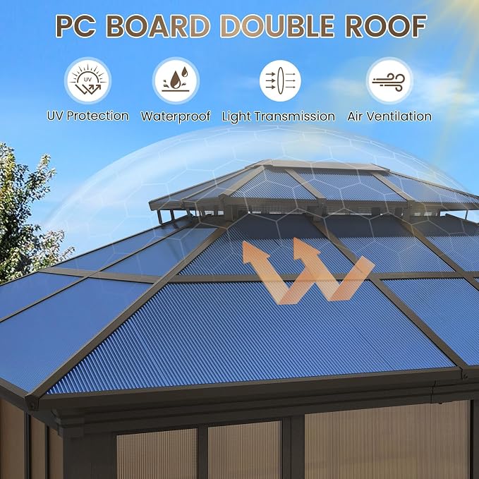 12x16 Sunroom Gazebo, Enclosed Outdoor Solarium - Image 5